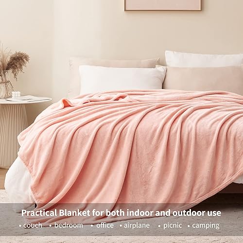 Miniatura 2 de RUIKASI Manta de forro polar Queen  Manta de franela mullida de felpa rosa para cama tamaño Queen grande, manta súper suave y cálida para sofá y