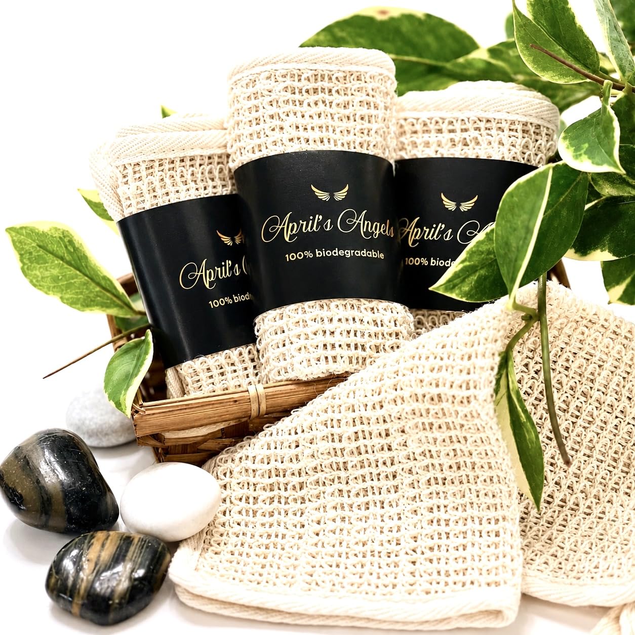 Paño de sisal orgánico 100 % biodegradable, exfoliante natural para una piel más suave, anticelulitis, estimula la circulación y la energía (3 unidades)