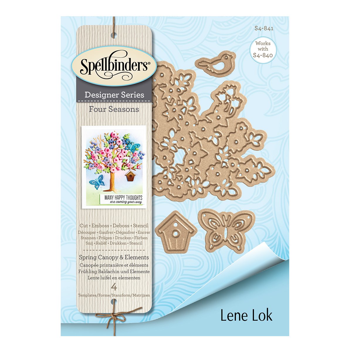 Spellbinders Shapeabilities Spring Canopy & Elements Die Set - Bird, Birdhouse, Butterfly & Flower Dies For Cardmaking
