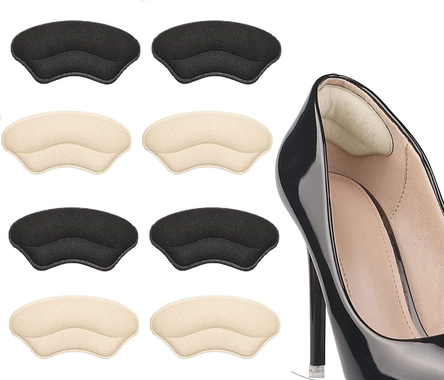 4 Pairs Heel Grips, Heel Cushion Pads for Loose Shoes, AntiSlip Shoe