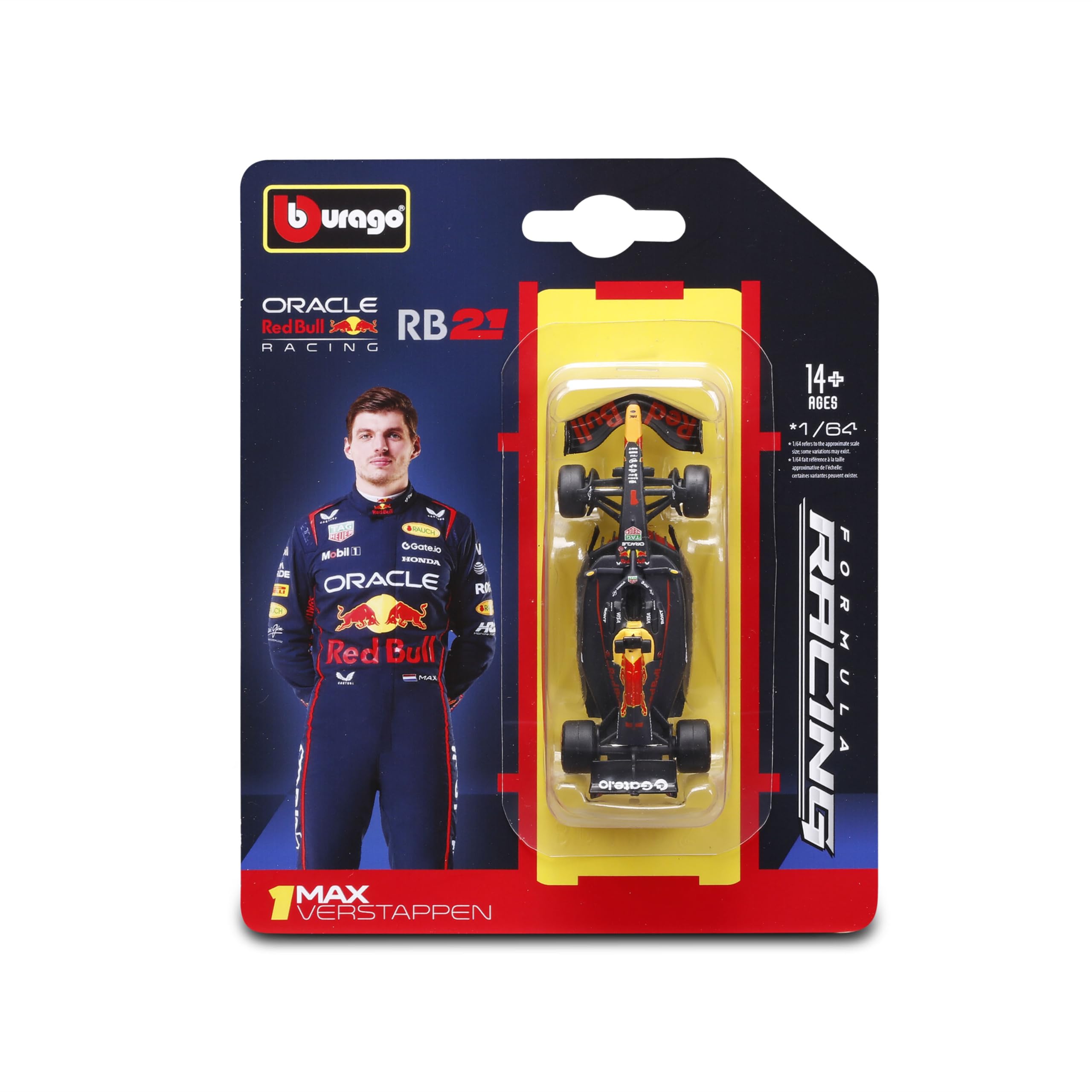 Bburago - F1 Red Bull Racing RB21 2025#1 MAX Verstappen, Coche diecast a Escala 1:64, réplica Detallada de monoplaza de Fórmula 1, Colores Oficiales, blíster de colección, Edad Recomendada 14+ años