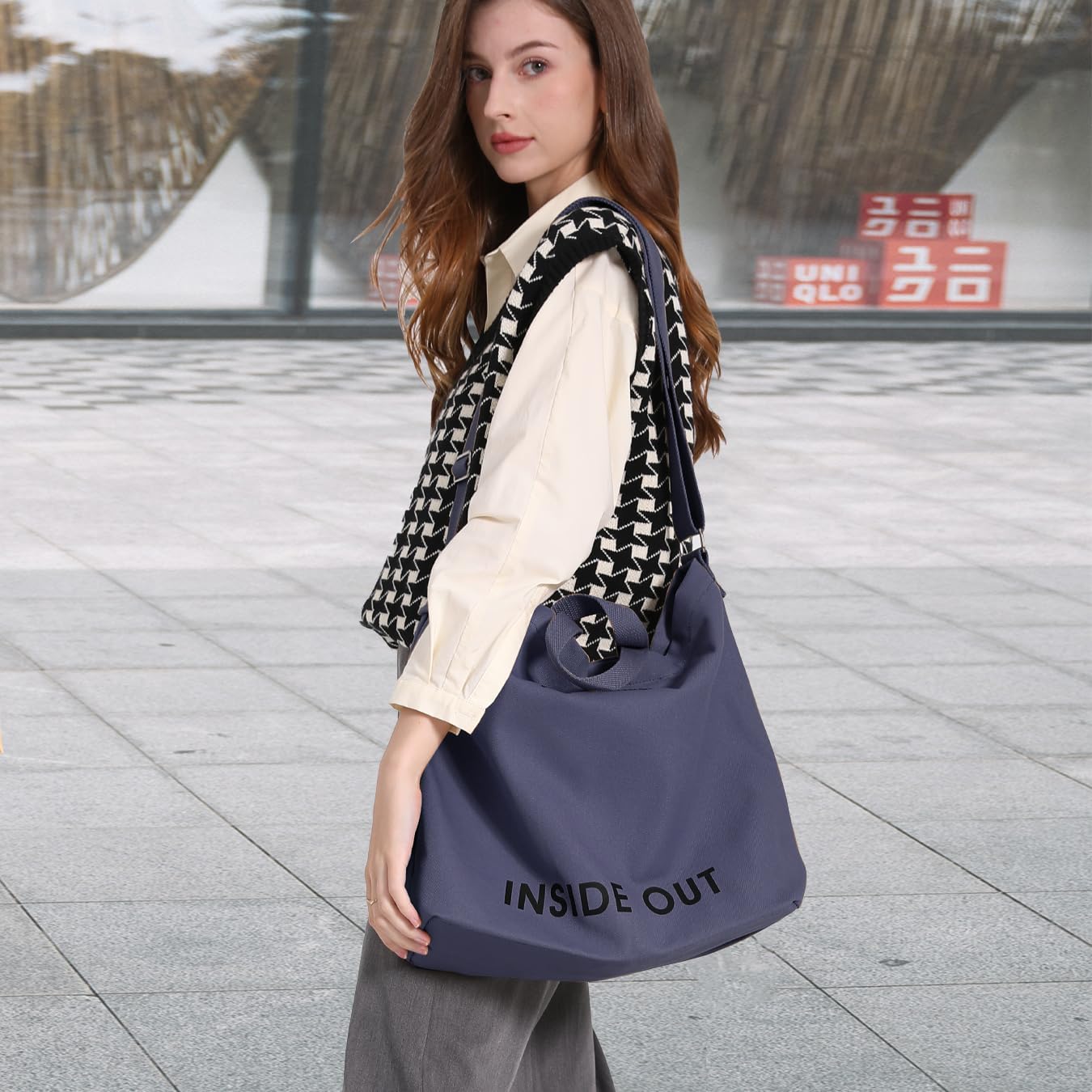 Canvas Tote Bag For Women inside out bag Crossbody Handbag with Adjustable Strap and Coin Purse for Work,Travel,Grocery - Image 2