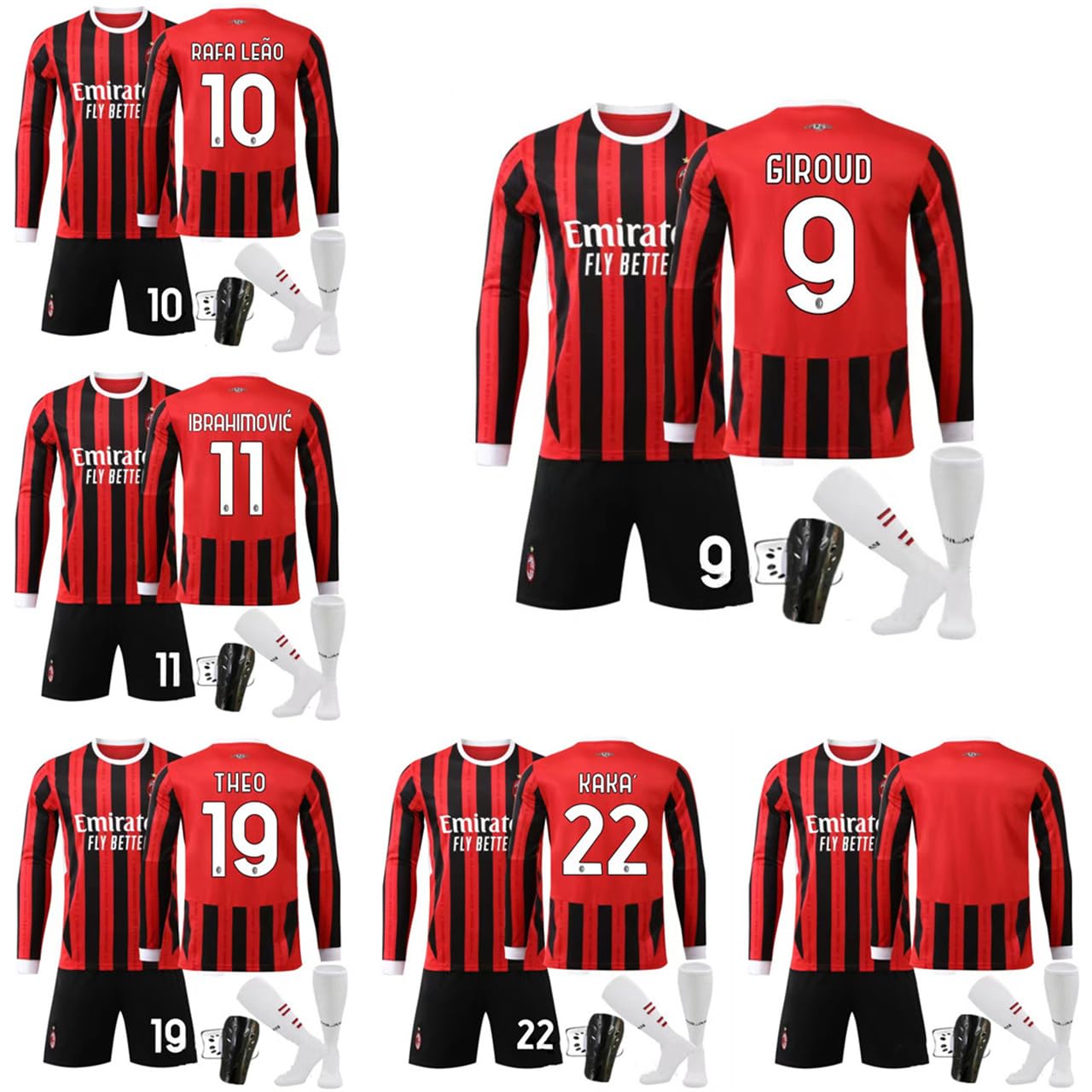 Amazon.co.jp: ACミラン 長袖 サッカーウェア ホーム ユニフォーム 23 
