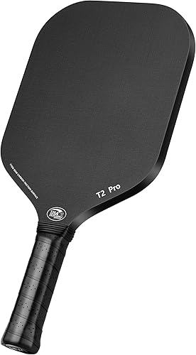 Paleta de pickleball - Paleta de pickleball T700 de 0.630 in sin bordes de fibra de carbono, gran grano y raquetas giratorias con potencia, control