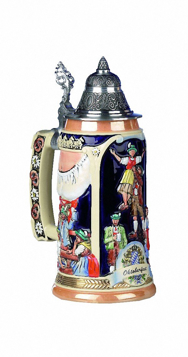 Jarra de cerveza alemana de 0,75 litros para vivir la auténtica fiesta Wiesn-Gaudi en casa