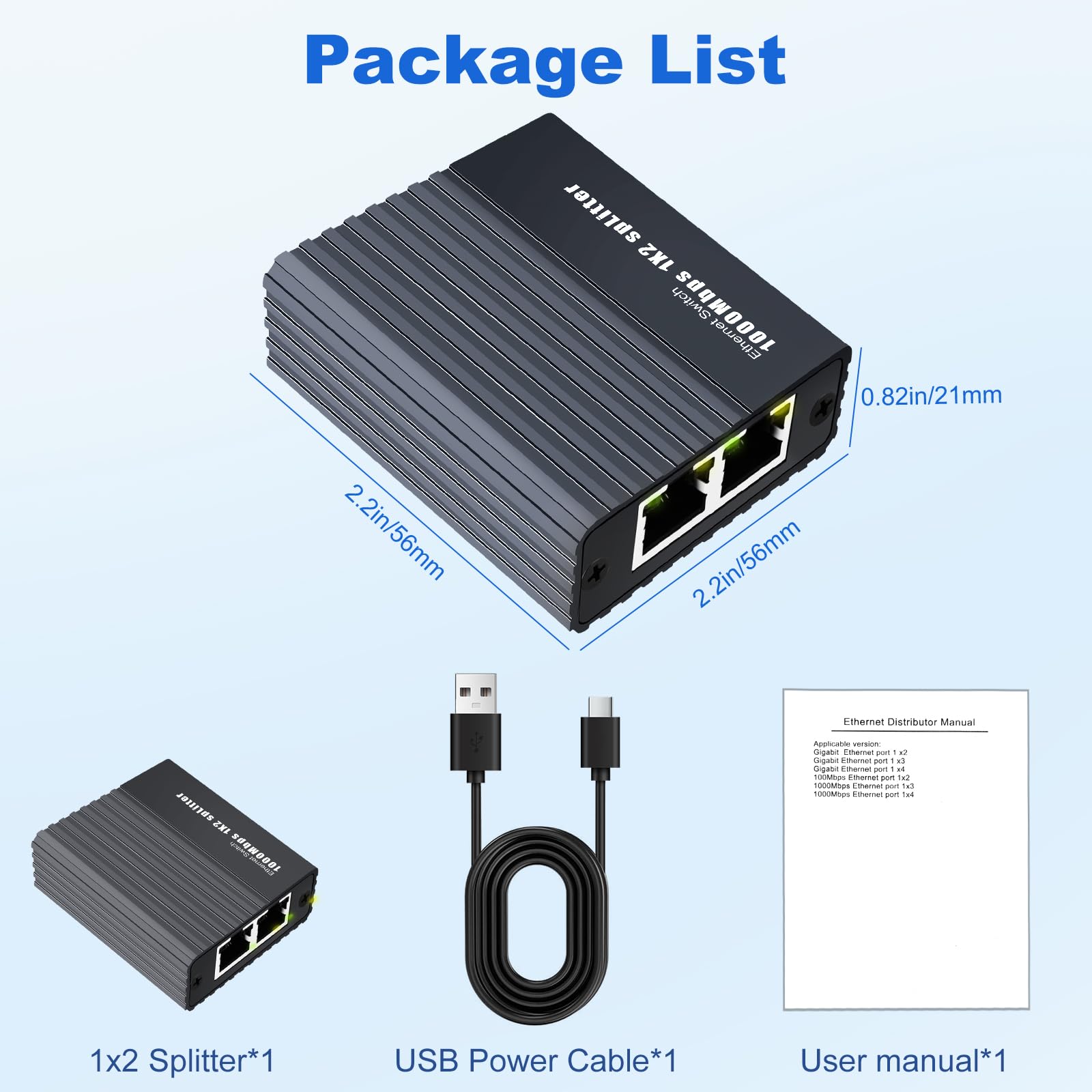 Switch Ethernet 3 Ports Gigabit 1000 Mbps - Répartiteur RJ45 1 Vers 3 - Pour Ordinateur, Routeur, TV, Décodeur