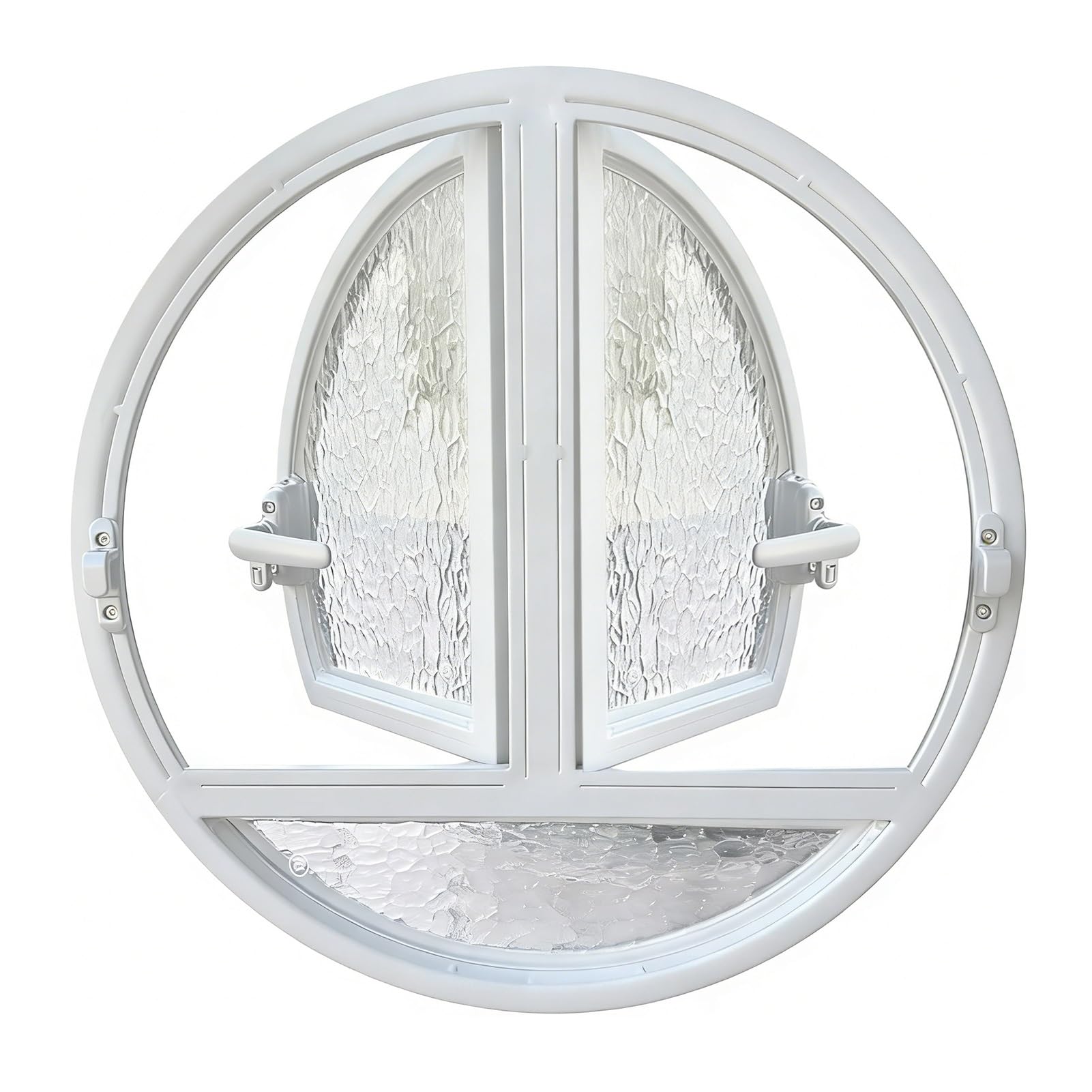 Ventana Ventanas abatibles de Doble Apertura, Ventana de cobertizo de Vidrio Templado con Marco de Aluminio para baño, Sala de Estar, Cocina, decoración del hogar(White,75 cm/29.5 in)