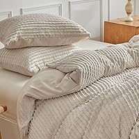 Vista 4 de WARMDERN Boho Duvet Cover Set King Size,Khaki Striped Duvet Cover Microfiber Bedding Set,3PCS Ultra Soft Breathable Lightweight Tuft Texture