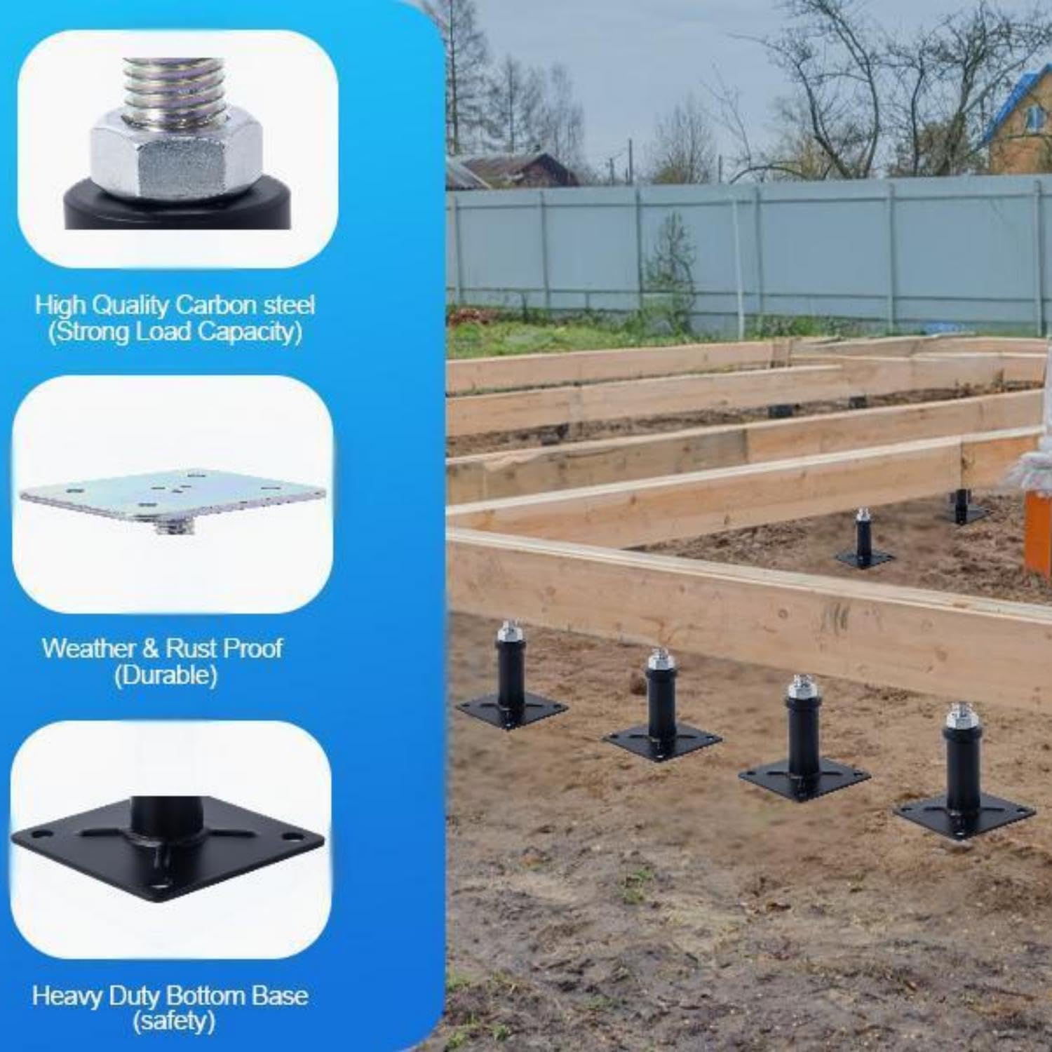 8 Pack Adjustable Floor Jack,Mini Screw Jack,Telescoping Jack for Temporary Support,RV Step Stabilizer,Post 4" to 6-3/4 "(Black)