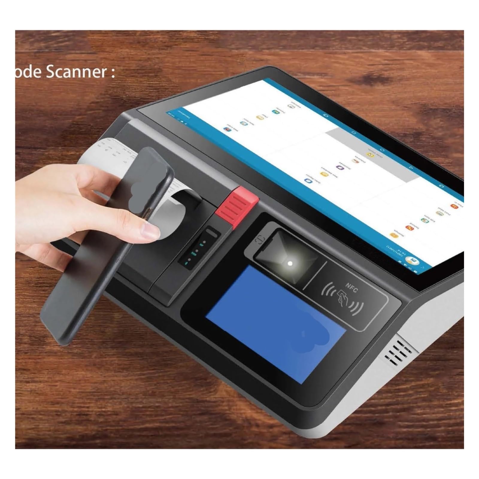 Terminale POS da 11,6 pollici con stampante termica 80 mm/lettore NFC/display VFD for area ristorazione,Ampia applicazione