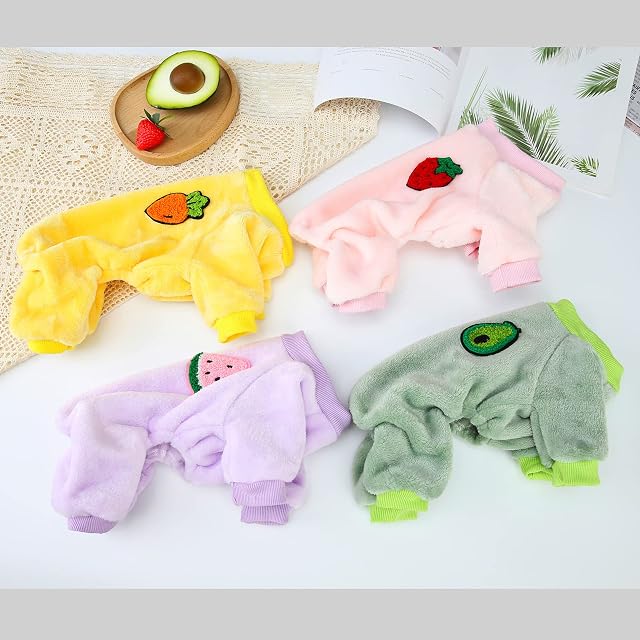 Foto 7 de 8 de Izefia Suéter de Perro Ropa de Lana Invierno Sudadera Cálida Mono de 4 Piernas Pijama Fruta Suéter Simple…