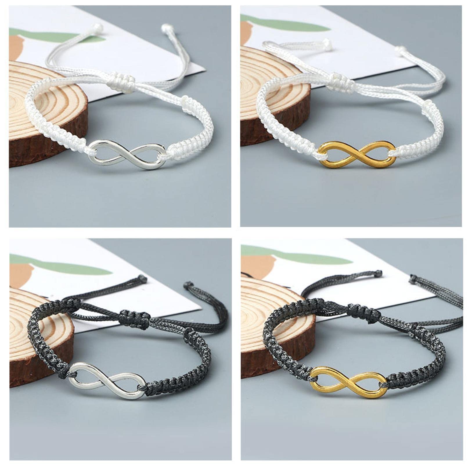 GXNRHG MOCHAMIK Bysonglezai Pulseras para Hombre Mujer Charm Pareja Cuerda Trenzada Hecha a Mano Infinito Amistad Brazaletes Ajustables para Mujeres Hombres Moda s