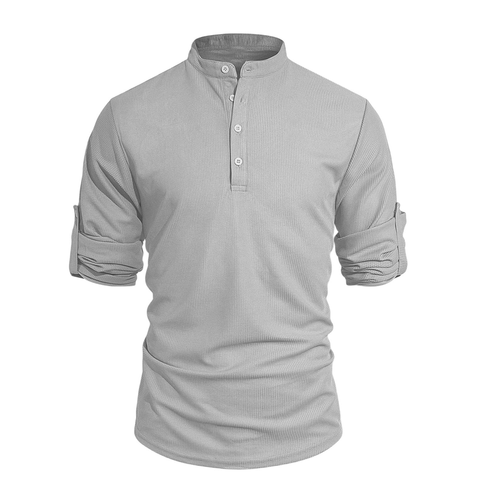 Camisa Henley de manga larga con bloques de color para hombre, ajuste holgado, duradera, para viajes, camping, uso diario