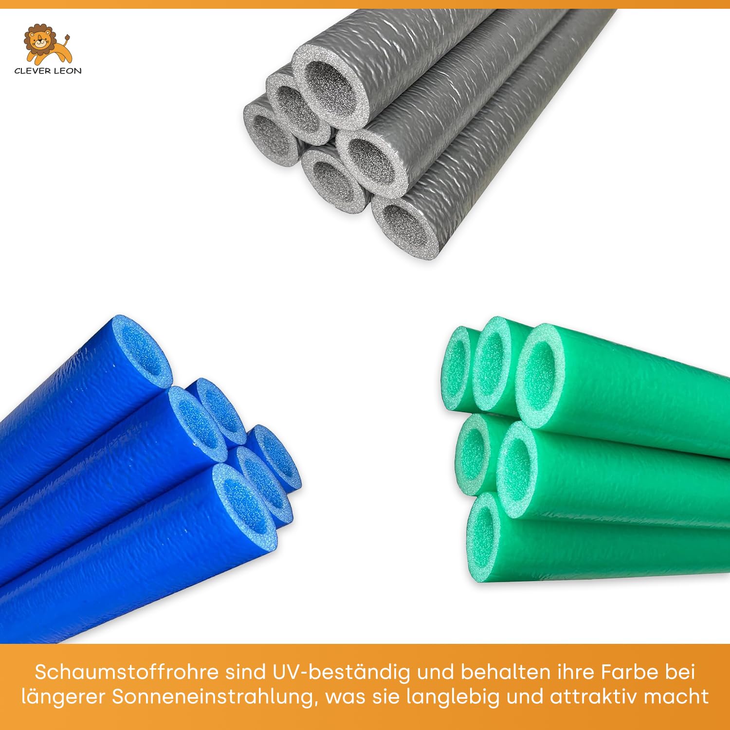 CLEVER LEON Tubes En Mousse Pour Trampoline – Protection UV, 30kg/m³, 6x180 Ou 8x180 Cm, 3 Couleurs