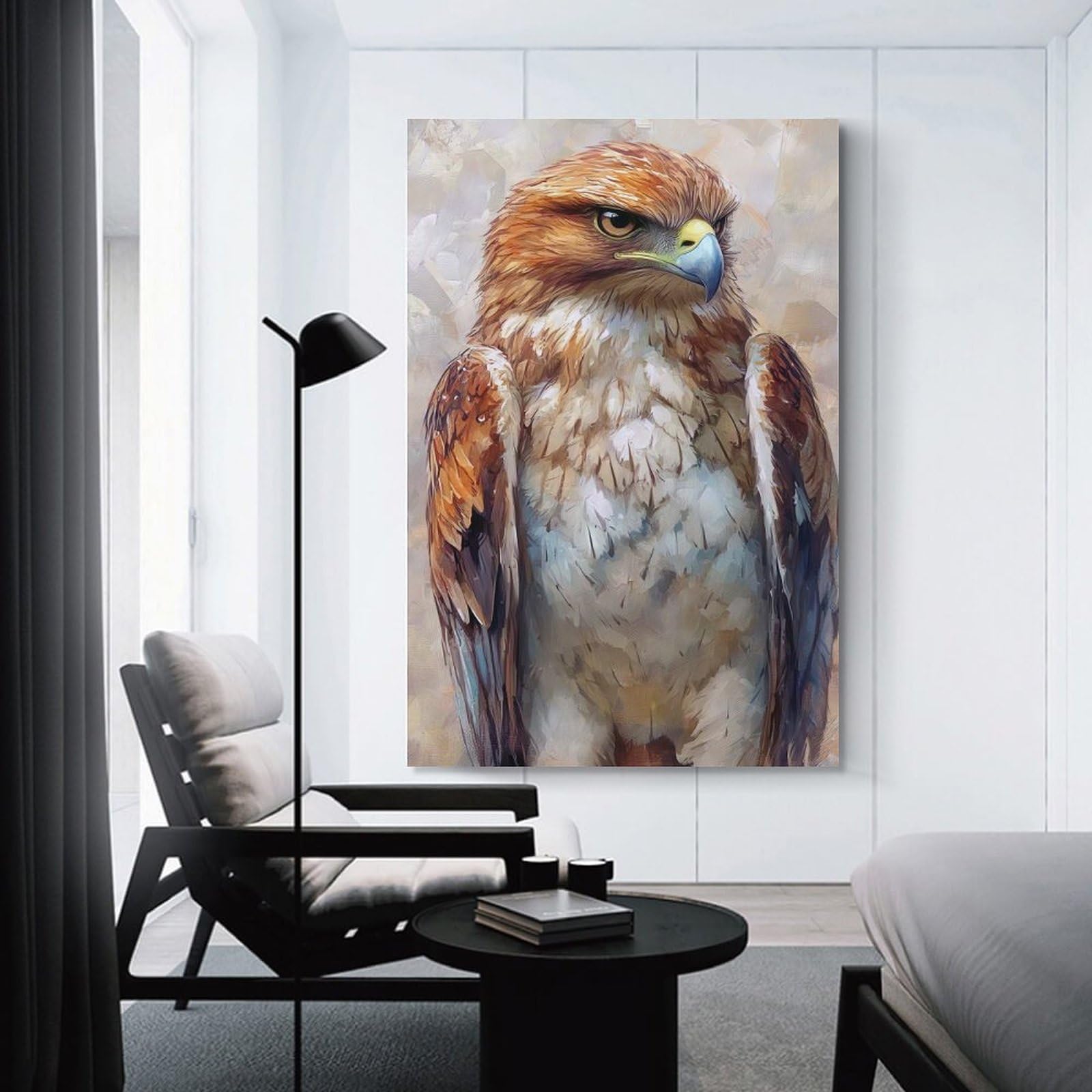 Junmoney Majestic Hawk Portrait Decorative Wall Artwork, 24x36inch(60x90cm), for Corridors, Hallways Or Apartment Entries, Home Artwork for First Impressions