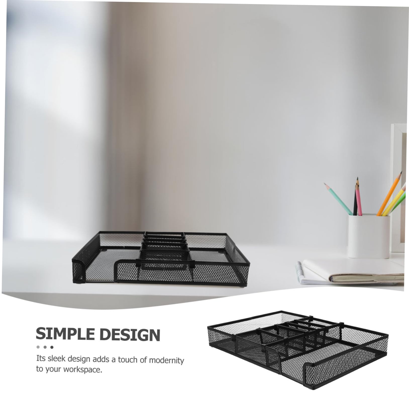 DOITOOL Organizer Scrivania Metallo Portaoggetti Multifunzionale per Ufficio Design Elegante per Desktop con Scomparti per Penne e Accessori per Mantenere Ordinato Lavorativo