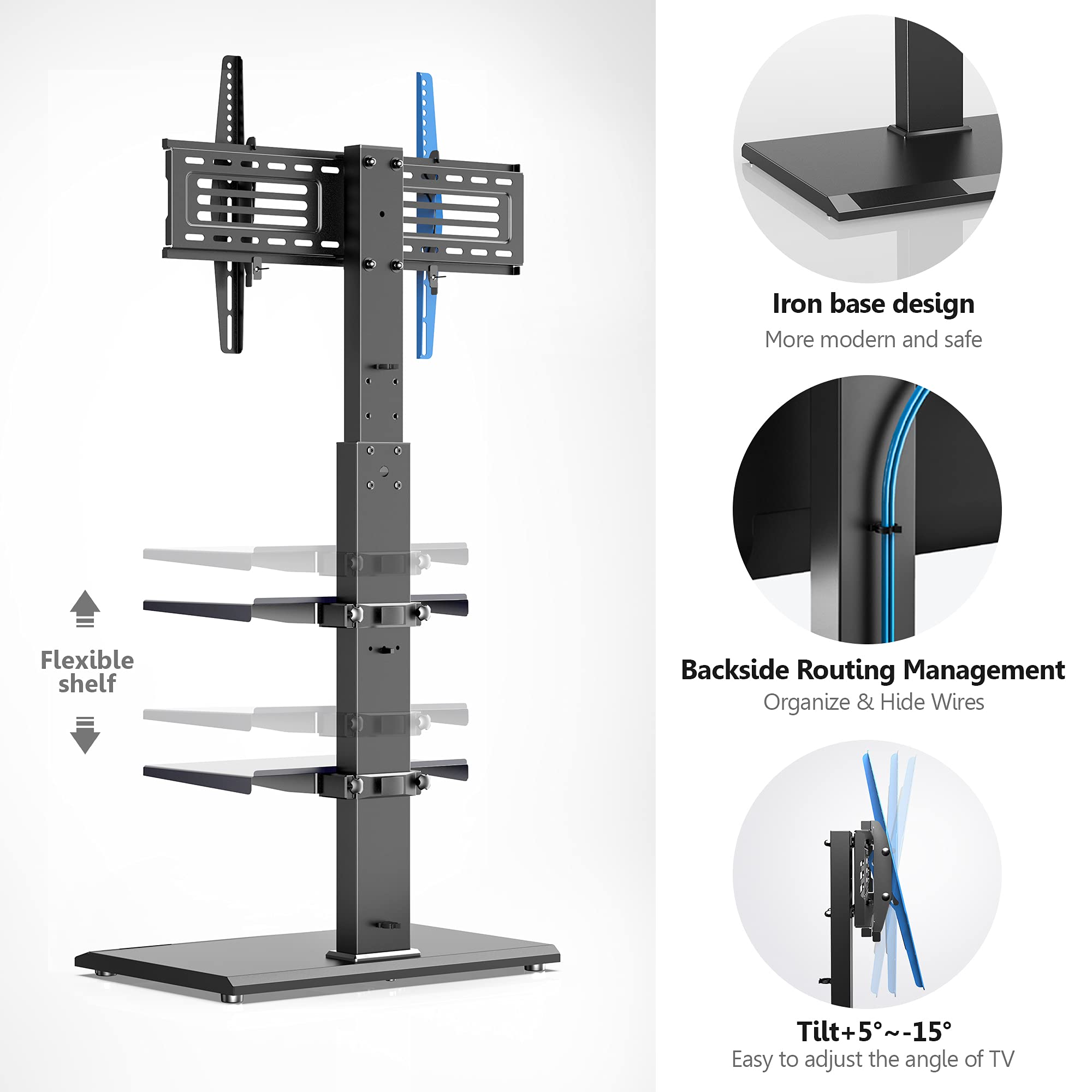 FITUEYES Iron Base Universal Floor TV Stand Swivel Tilt Mount TV Stand