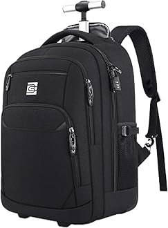 UKEIN Rolling Backpack, Travel Backpack with Wheels for Men Women, 20inch Wheeled Underseat Bag Carry on Luggage Trolley Suitcase for Business College