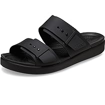 Crocs Brooklyn Buckle Low, Sandali Donna, Nero, 42, 43 EU