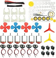 EUDAX 6-Pack DC Motors Kit 3V-12V 25000RPM Strong Magnetic Hobby Motors with 86 Gears, Propellers, Switches for STEM DIY Science Projects