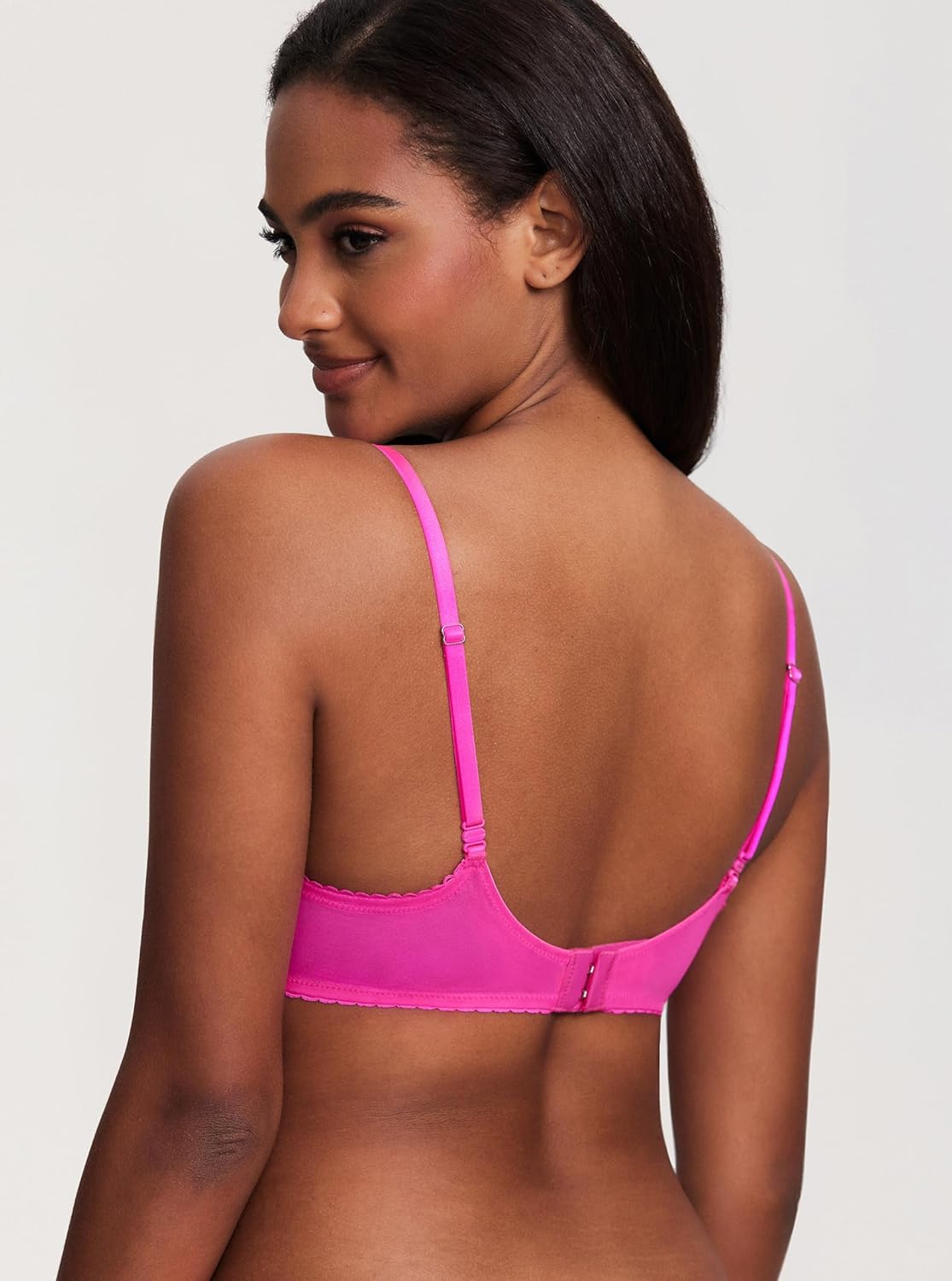 DOBREVA Women's Unlined Balconette Sexy Bra Lace Underwire Plus Size Bras See Through Large Breasts
