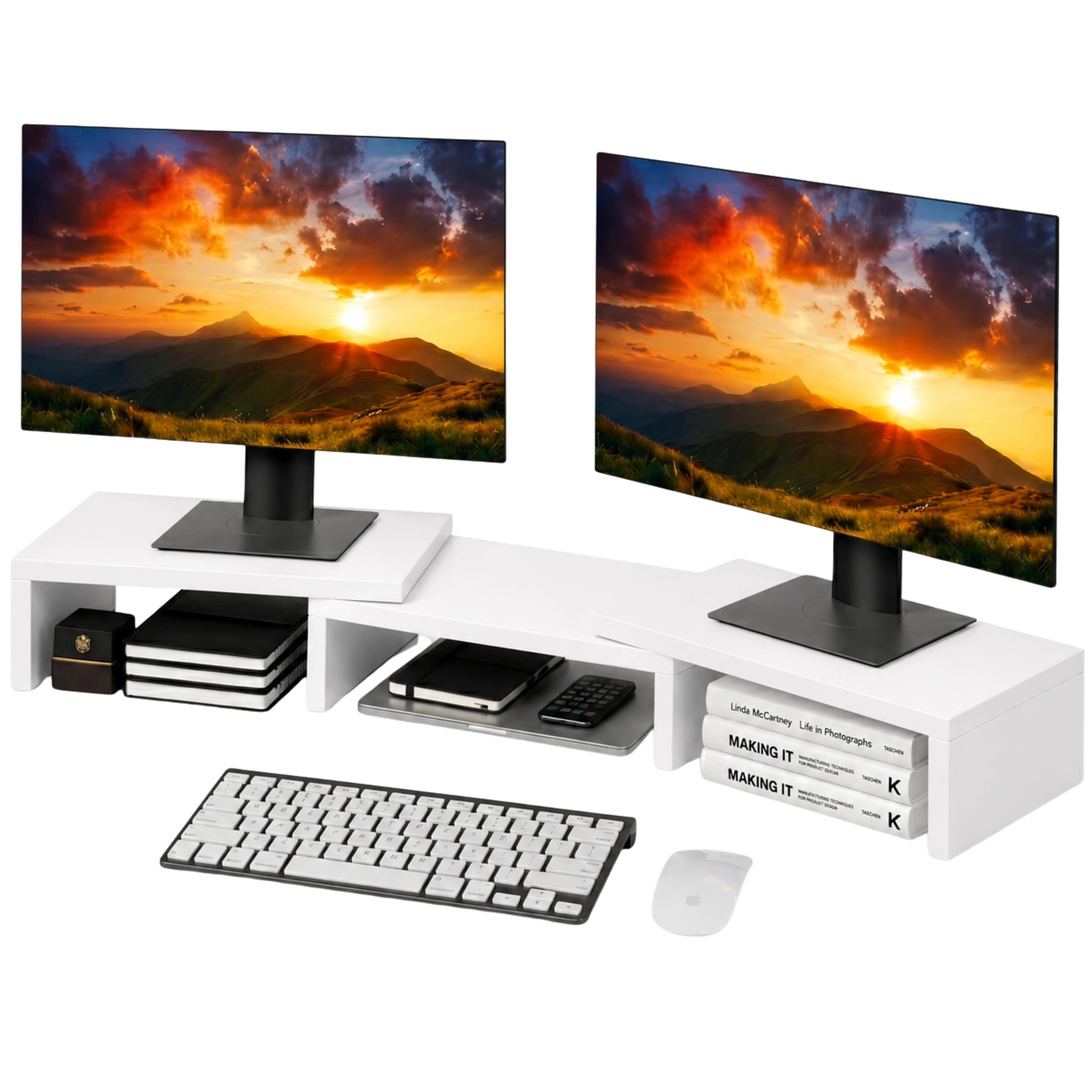 ComfortCove Dual Monitor Stand Riser, Monitor Stand, White
