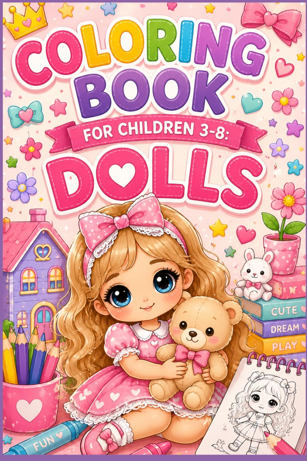Coloring Book For Children 3-8: DOLLS.: Cute and Creative Doll Coloring Pages for Kids Ages 3–8 | Fun Princess, Fashion and Fantasy Doll Adventures