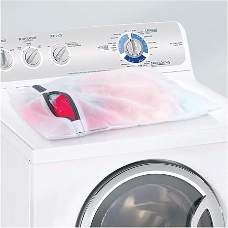 iDesign Mesh Laundry Bag Built in Zipper for Delicates, 16" x 0.5" x 20", Large