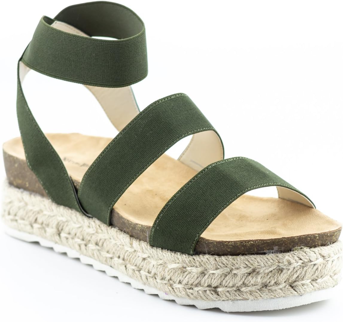 calico KiKi Women's Espadrille Platform Sandals - Flatform Slide On Wedge Comfort Shoes