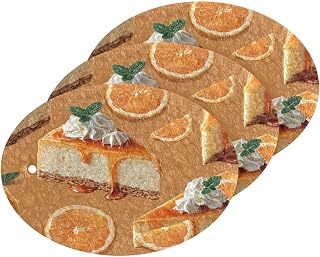 Orange Cheesecake Slices Dish Scrub Sponges Kitchen Non Scratch Reusable Compressed Cellulose Sponge Hanging for Household Cleaning Washing Dishes Pots and Pans 3 Pack