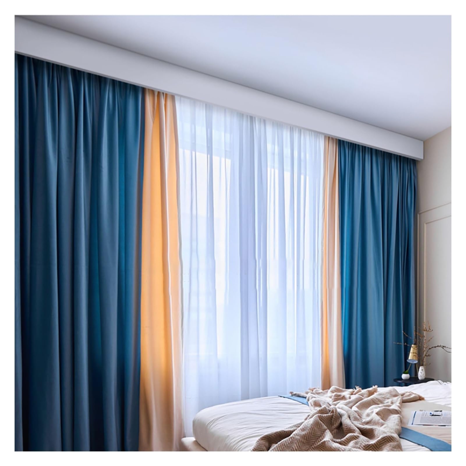 Ceiling Mounting Decor Cornice Valances,10.5cm Tall Curtain Box,Single Curtain Track Cornice Boards for Windows Decorative(78.74x4.13in/200x10.5cm)