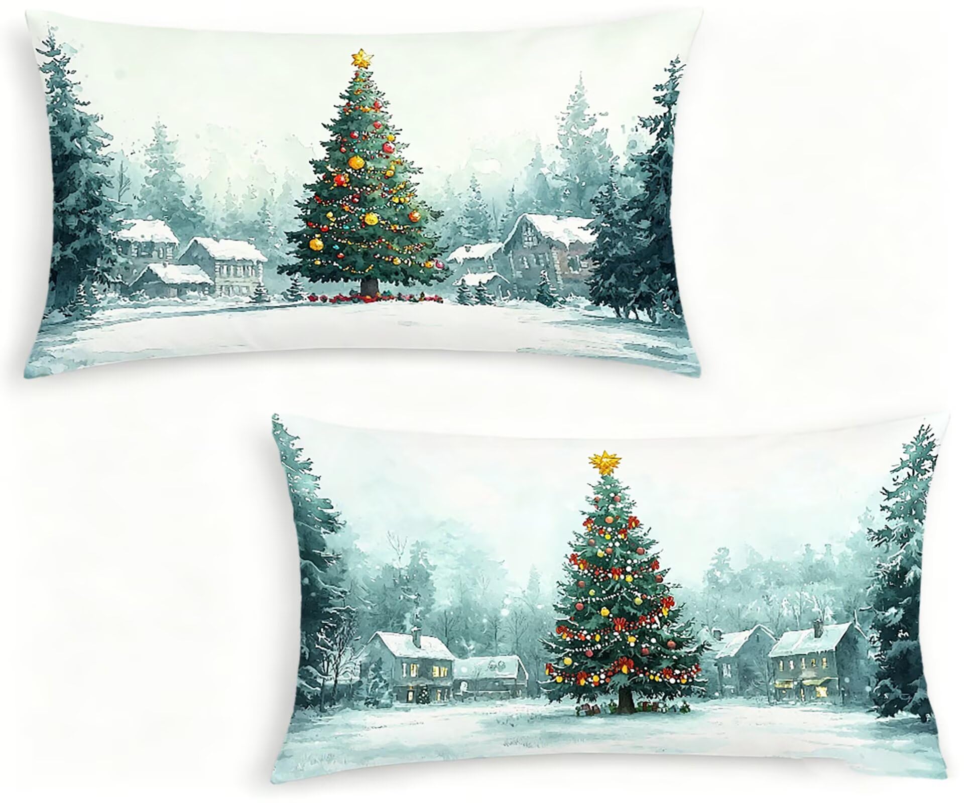 GrüN Kissenbezug 60x80 Baum Kopfkissenbezug 2er Set,Wohnaccessoires & Deko,Weich und Atmungsaktiv Samt Stoff mit Verstecktem Reißverschluss für Bett Sofa Kissen Dekokissen-85861