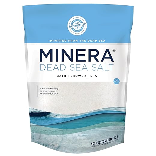 Minera Fine Grain Dead Sea Salt for Bath & Soaking – 2 lbs, Fast-Dissolving, 100% Pure & Natural, Unscented, Skin-Nourishing Sea Salt