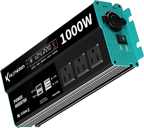 Miniatura 7 de Inversores de corriente de 1000 W, 12 V CC a 110 V CA, convertidor para vehículos USB-CPD de 25 W, puertos de carga rápida, adaptador de cargador de