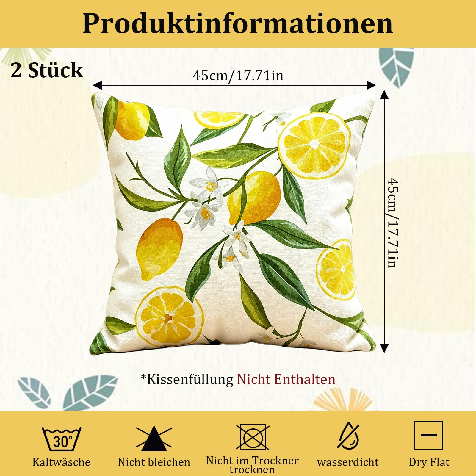 Cuscino decorativo per esterni 45x45 cm set da 2 pezzi resistente alle intemperie