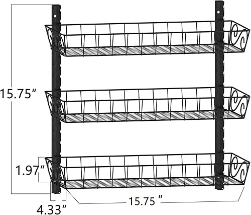 Miniatura 3 de SWOMMOLY  Estante de pared ajustable para especias, 3 niveles de doble uso (multiusos), color negro