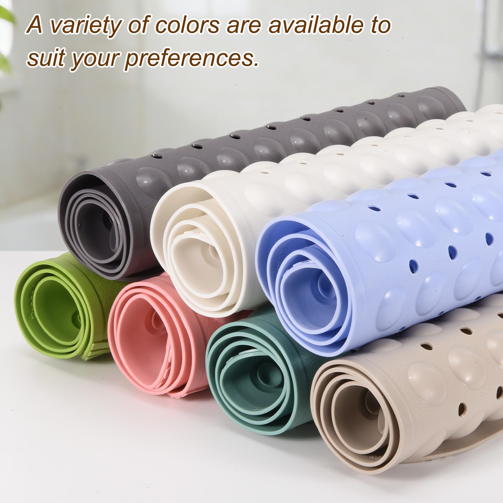 QUARKZMAN Tappetino Antiscivolo Per Doccia 28 X 15 Pollici In PVC Lavabile Con Ventose E Fori Di Scolo Morbido Sotto I Piedi Per Vasca Doccia Bagno Color Cachi