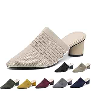Amazon.com | ZJWBB Women's Knit Closed Pointed Toe Chunky