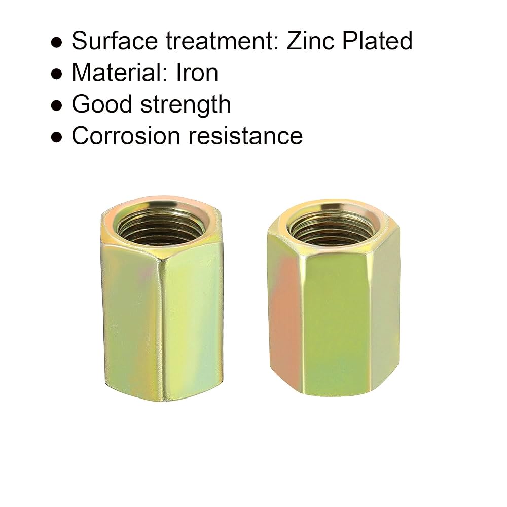 Sourcing Map Hexagonal Coupling Nuts M10 X 1mm Thread 30mm Length