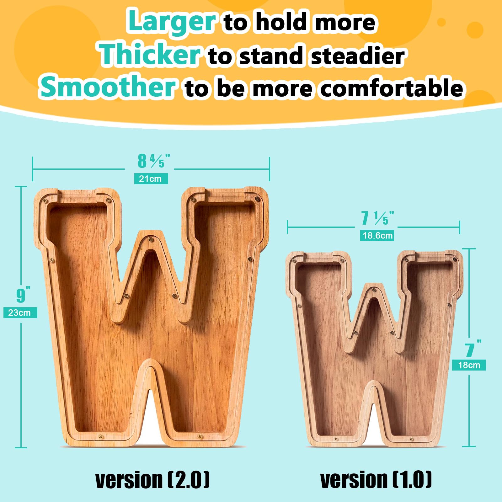 Summidate Salvadanaio con lettera in legno per bambini, A-Z lettera banca dei soldi personalizzato per bambini e bambine | Regalo di compleanno con banca di monete per bambini