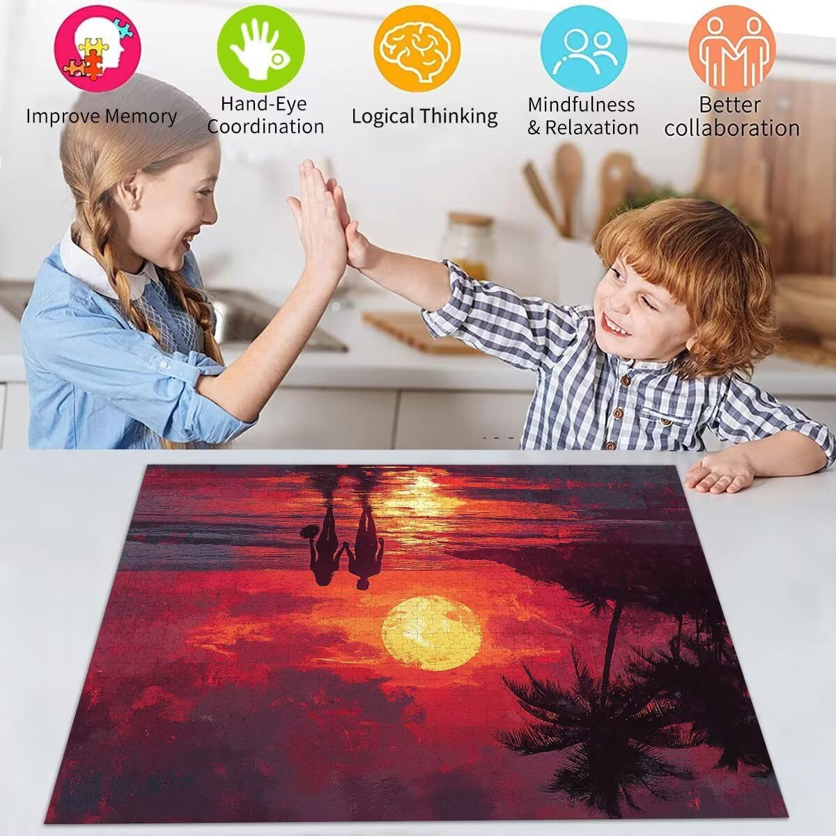 Tramonto Jigsaw Puzzle Adulti 2000 pezzi Jigsaw Puzzles Classici Arte Impossibili Grandi Dimensioni Coppia per Adulti e Ragazzi Divertimento Giochi Rilassamento e Intelligence, Regalo 70x99cm t-597