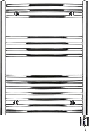 anapont Radiador eléctrico de baño – cromo curvado – Función de temporizador – Radiador de toallas – Calefactor eléctrico – Calefactor de toallas – ...