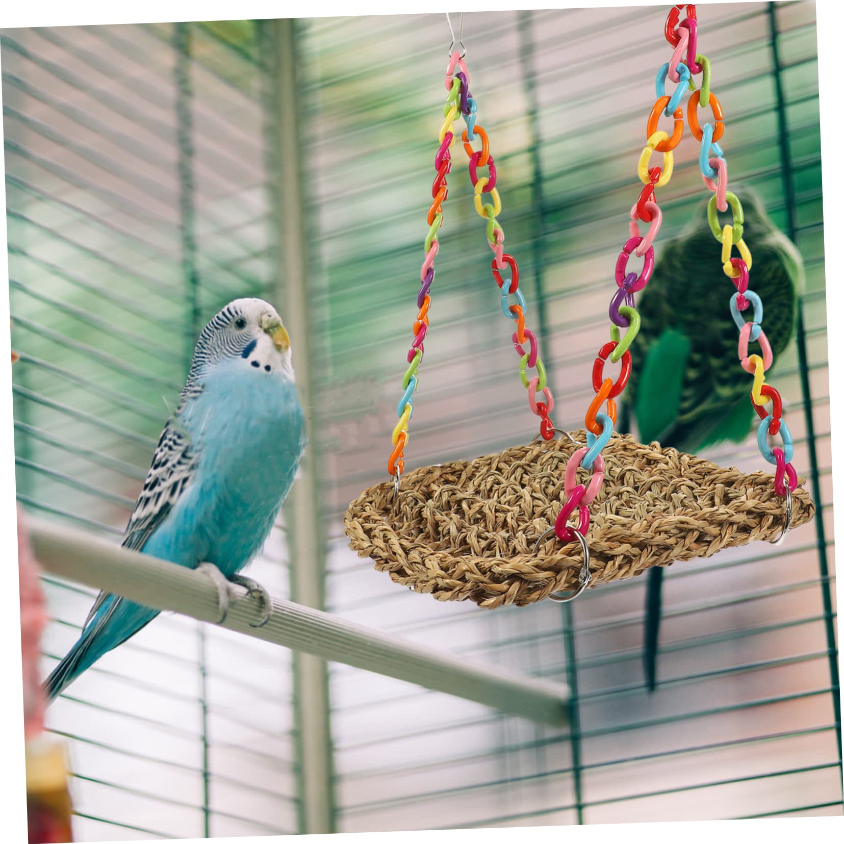 WOONEKY 3 Pièces Hamac en Paille Jouet à mâcher Perroquet Jouet calopsitte Perruche Jouet balançoire Suspendu nid d'oiseau de Jardin nid d'oiseau Suspendu Cage à Oiseaux tissée Acrylique