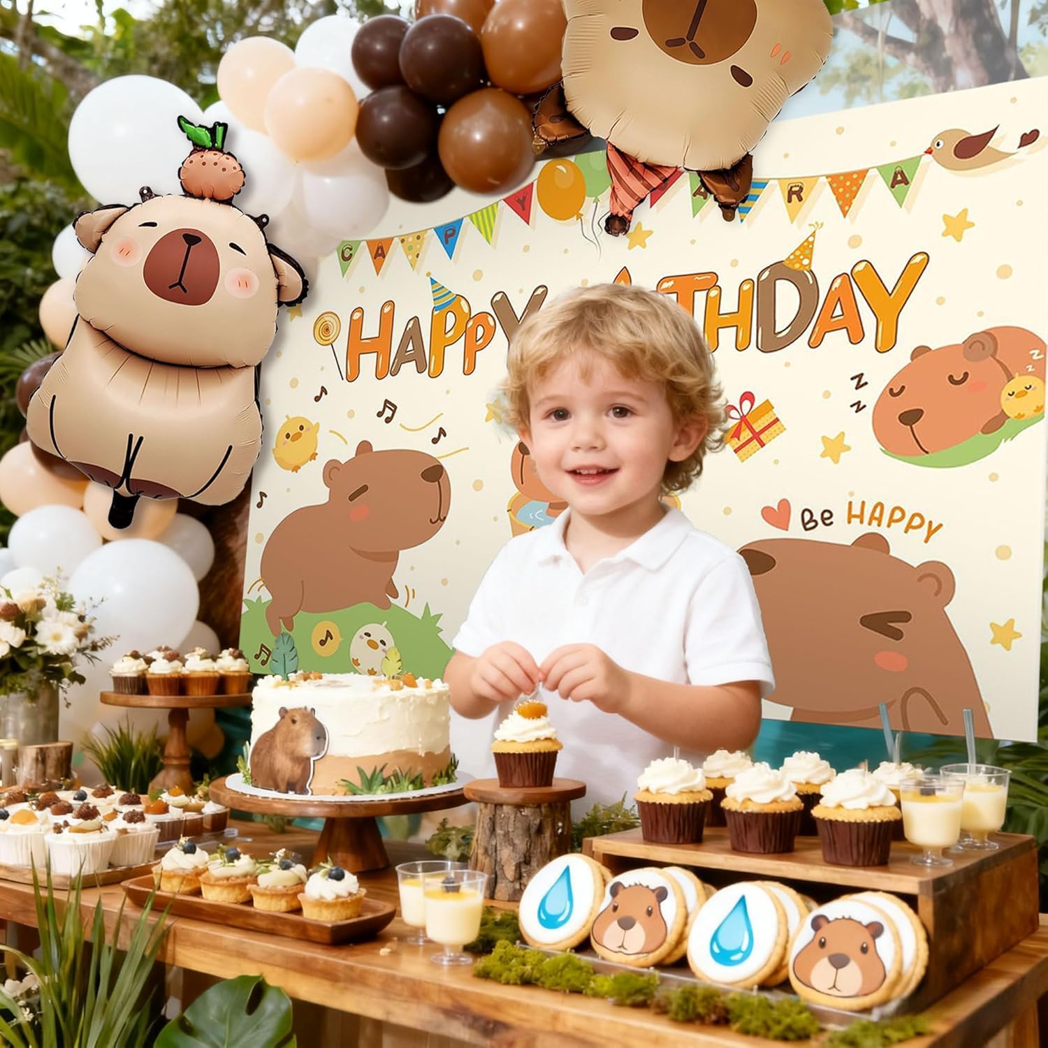 JeVenis Capybara Birthday Party Decorations Capybara Birthday Party Balloons Backdrop Decorations capybara birthday Cake Balloon Party Favors Animal Theme Party Decorations - Image 4