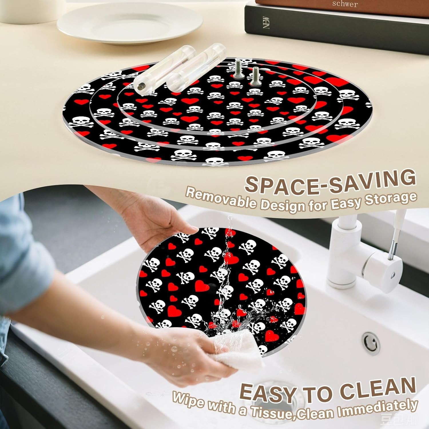 Heart Skull Bone Halloween 3 Tier Acrylic Cupcake Stand, Cupcake Stand for 34 Cupcakes for Weddings, Christmas,Holidays,Parties,Birthday,Printed Cupcake Tower 23301050