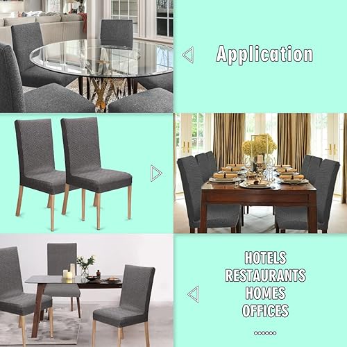 Miniatura 7 de Juego de 4 fundas para sillas de comedor fundas elásticas para sillas Parsons extraíbles y lavables protectores para sillas de cocina para comedor