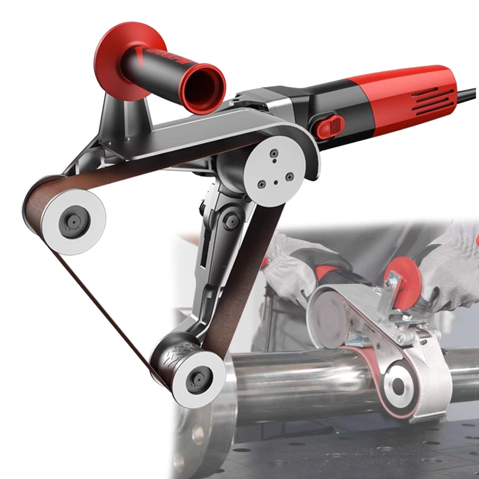 Edelstahl Rohrschleifer Polierer Grinder mit 6 einstellbaren Geschwindigkeiten und 4 Rollen für professionelles Metallpolieren auf Kunststoff, Aluminium, Eisen und Stahl