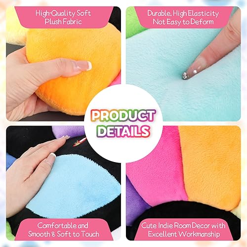 Miniatura 3 de Almohada de felpa con diseño de cara sonriente, diseño de girasol, almohada de felpa suave y cómoda, almohada de suelo de flores para leer el hogar,