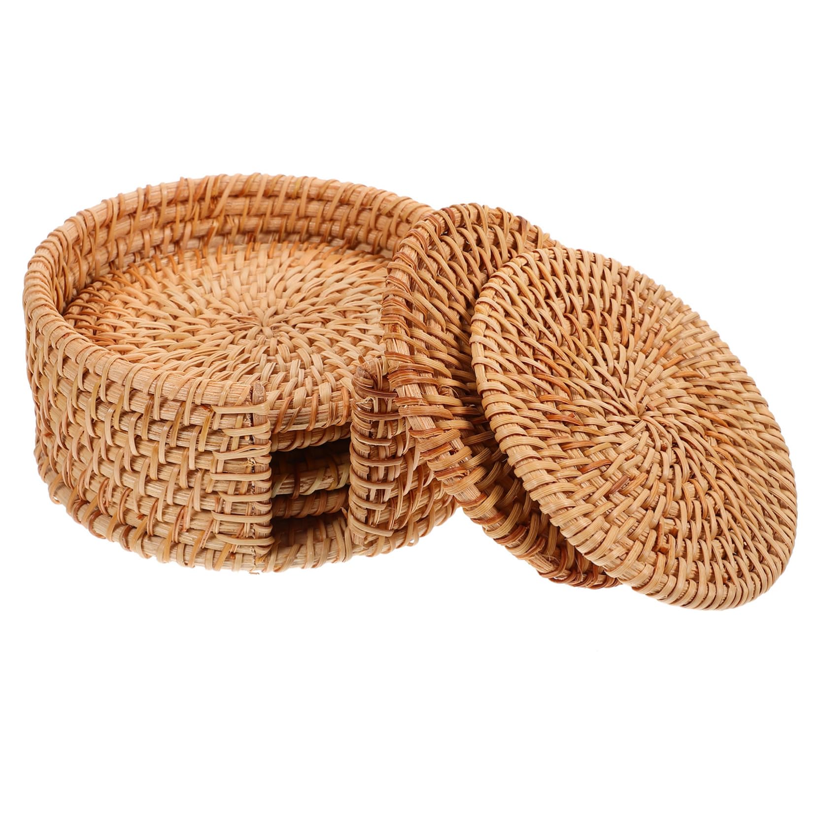 Set de verres rotin tressé protège-tables réutilisables avec panier pour repas chic