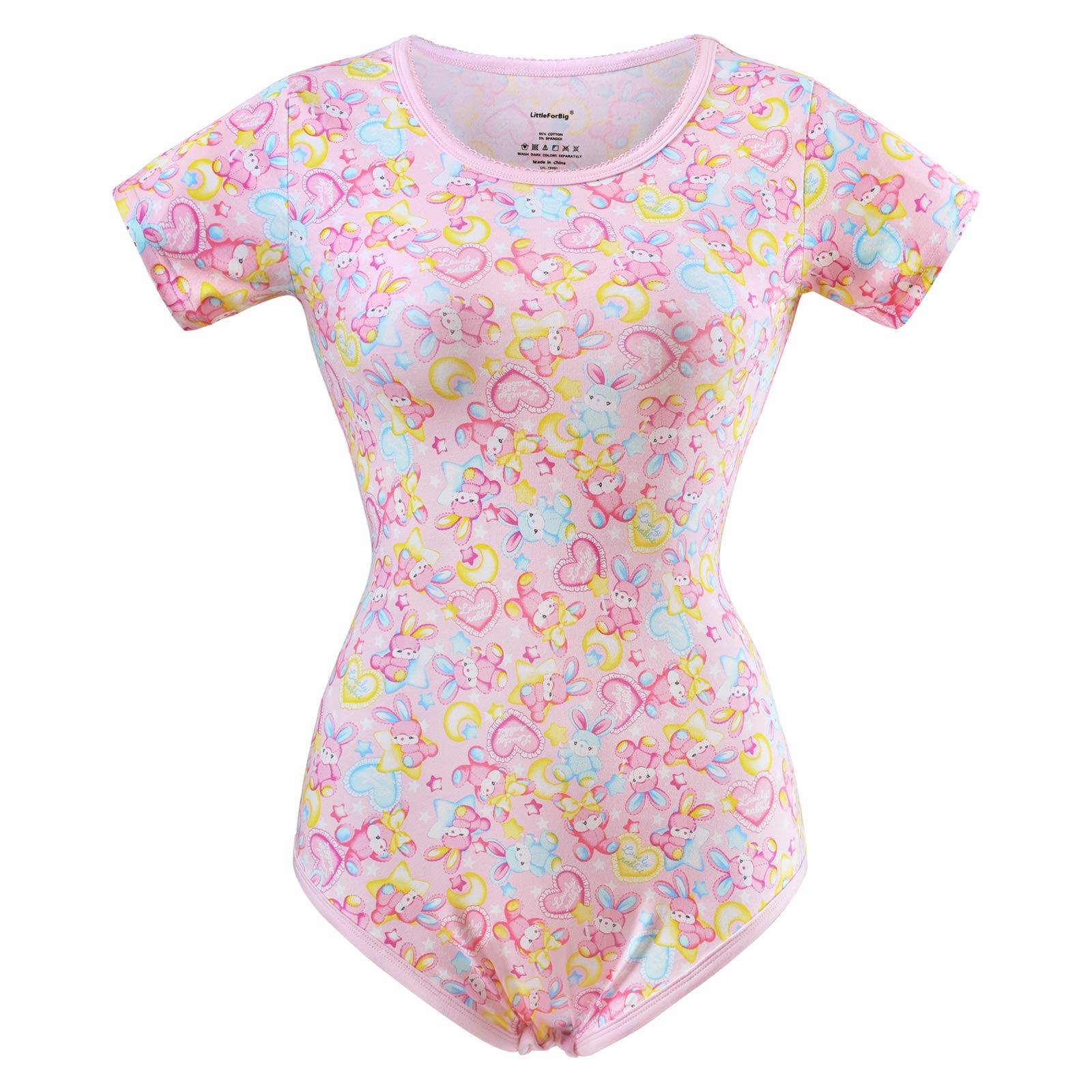 LittleForBig Bawełniany śpioszki Onesie Piżama Bodysuit-Bunny na dobranoc Różowy Onesie